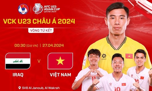 U23 Việt Nam gặp U23 Iraq tại tứ kết U23 châu Á 2024. Ảnh: VFF