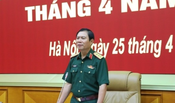 Thượng tướng Nguyễn Tân Cương phát biểu tại Hội nghị. Ảnh: Bộ Quốc phòng