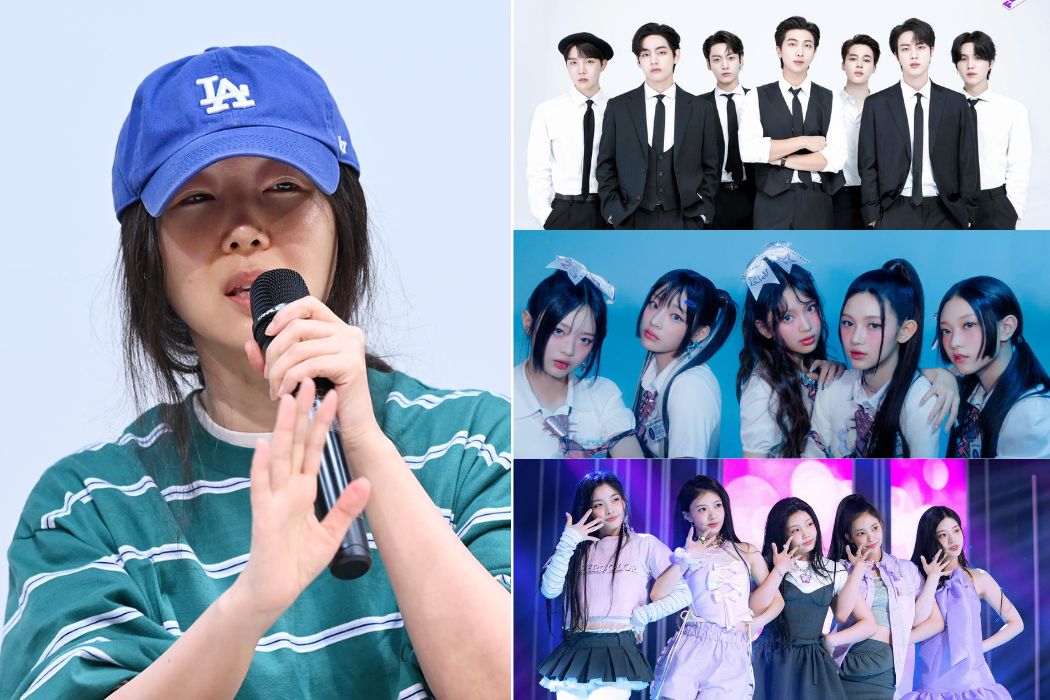 CEO Min Hee Jin (trái) tổ chức họp báo chiều 25.4. Ảnh: Naver