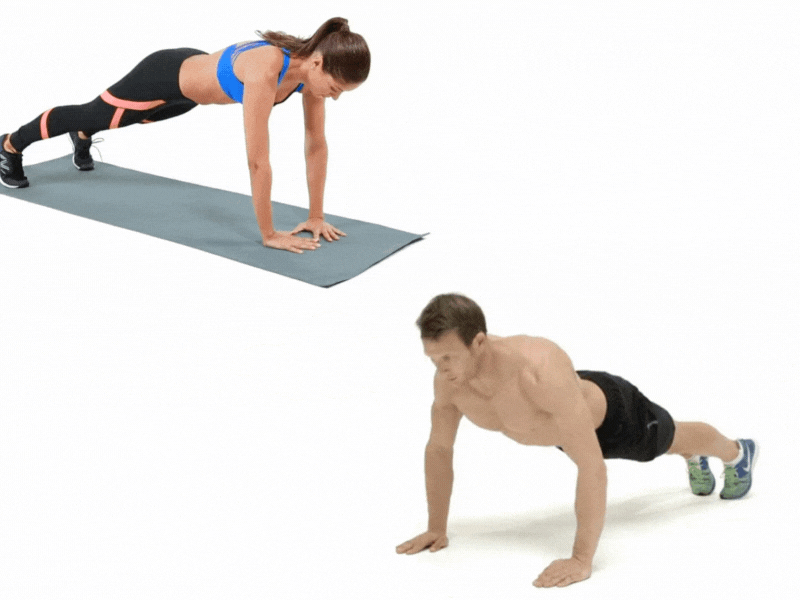 Bài tập chống đẩy có thể giúp giảm cân. Đồ họa: Hạ Mây