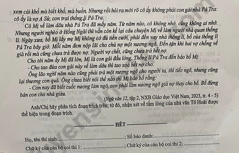 Đề thi thử tốt nghiệp THPT 2024 môn Văn. Ảnh: Tuyensinh247