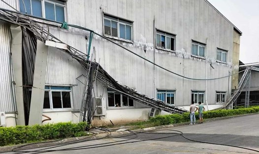Hiện trường vụ tai nạn lao động tại Công ty TNHH Tiên Phong (xã Hồng An, huyện Hưng Hà, tỉnh Thái Bình). Ảnh: Chụp màn hình