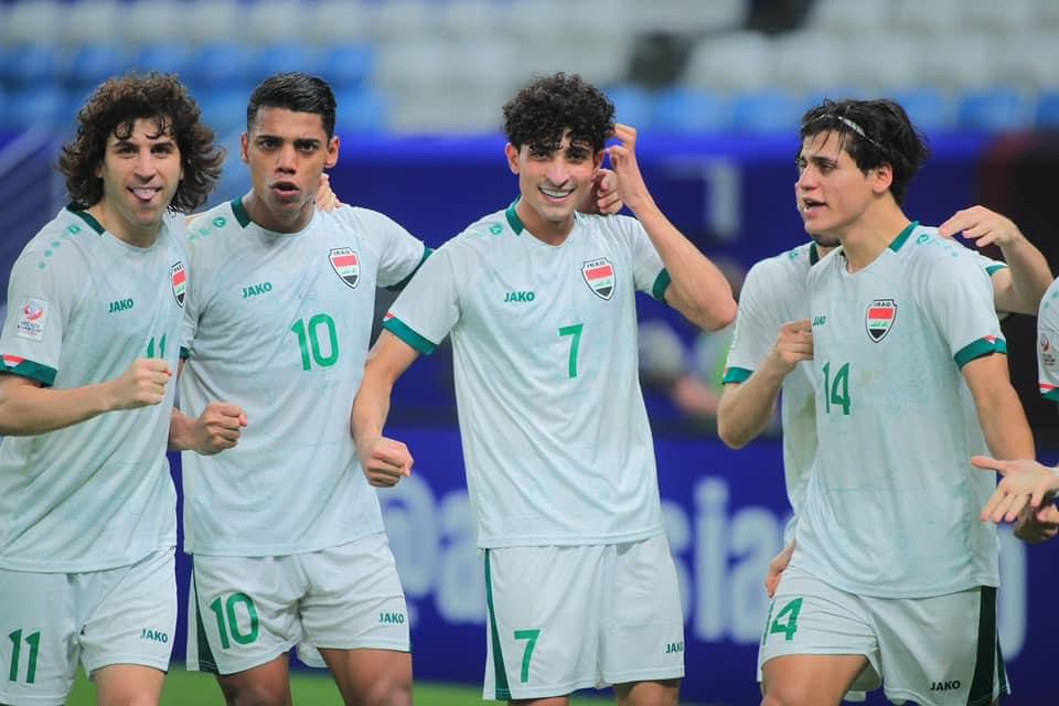 Các cầu thủ U23 Iraq ăn mừng bàn thắng. Ảnh: LĐBĐ Iraq