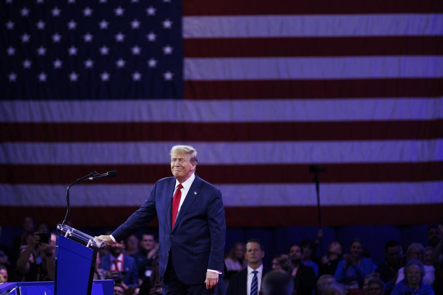 Cựu Tổng thống Mỹ Donald Trump tham dự Hội nghị Hành động Chính trị Bảo thủ (CPAC) ở Maryland, Mỹ, ngày 24.2.2024. Ảnh: Xinhua