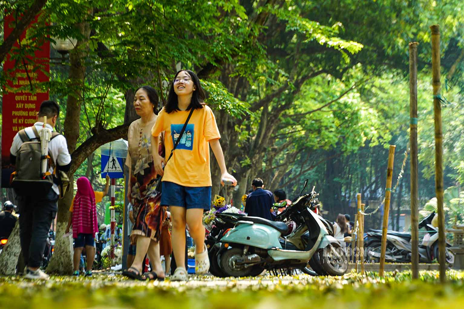 Phố Phan Đình Phùng là con phố hiếm hoi tại Thủ đô vẫn thu hút lượng người dân tìm đến vui chơi. Tuy nhiên, một tiểu thương cho thuê hoa cảnh để chụp ảnh cho biết, lượng người đến thuê dịch vụ trong 2 ngày đầu nghỉ lễ chỉ bằng một nửa so với những ngày cuối tuần bình thường.