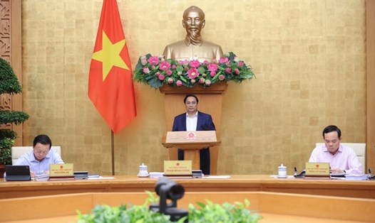 Thủ tướng Phạm Minh Chính chủ trì phiên họp Chính phủ thường kỳ tháng 3.2024 và hội nghị trực tuyến Chính phủ với địa phương. Ảnh: VGP