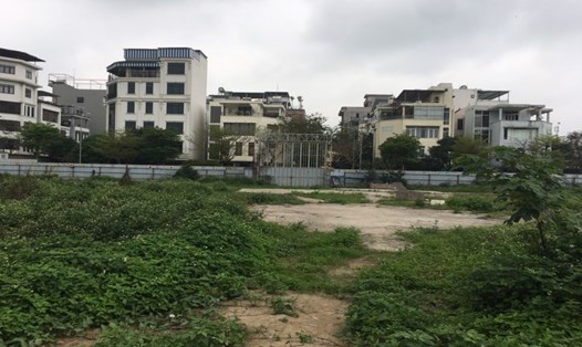 Khu đất khởi công dự án nhà ở xã hội Khu đô thị Hạ Đình (huyện Thanh Trì, Hà Nội) đến nay vẫn quây tôn, cỏ mọc um tùm. Ảnh: Thu Giang