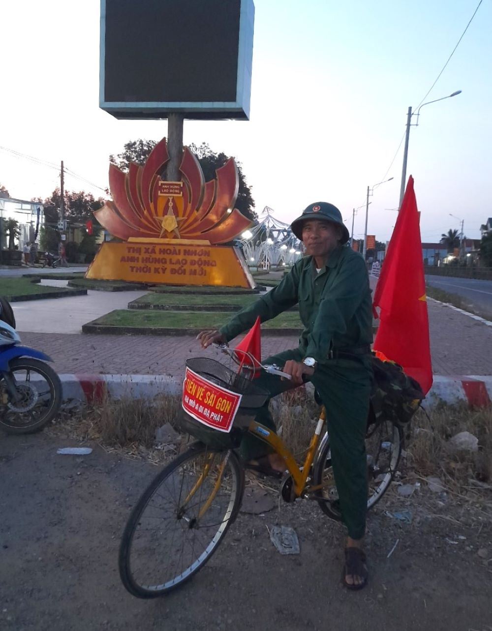 Ông Thành dừng chân ở địa phận tỉnh Bình Định. Ảnh: Nhân vật cung cấp