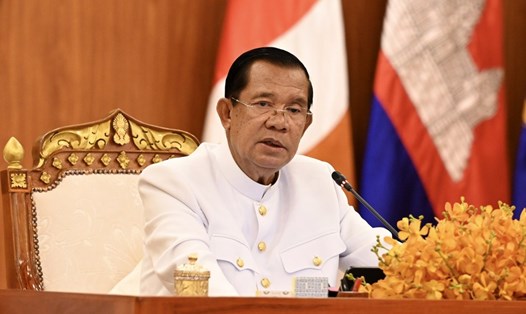 Samdech Techo Hun Sen tham dự phiên họp đầu tiên của Thượng viện Campuchia khóa V, ngày 3.4.2024. Ảnh: Xinhua