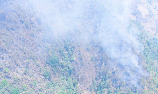 Điện Biên huy động hơn 600 người chữa cháy rừng tại huyện Tủa Chùa. Ảnh: Kiểm lâm cung cấp