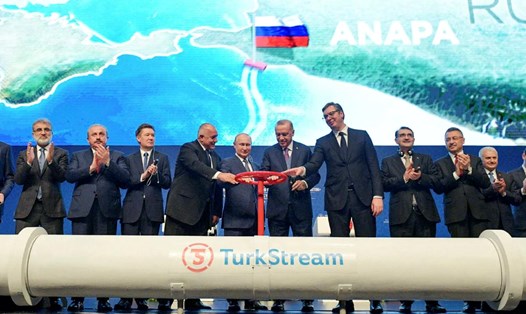 Lễ khánh thành đường ống dẫn khí TurkStream, tháng 1.2020. Ảnh: AP