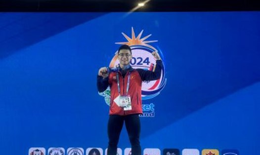 Lực sĩ Trịnh Văn Vinh đã giành vé đến Olympic 2024. 
Ảnh: Đội tuyển cử tạ Việt Nam