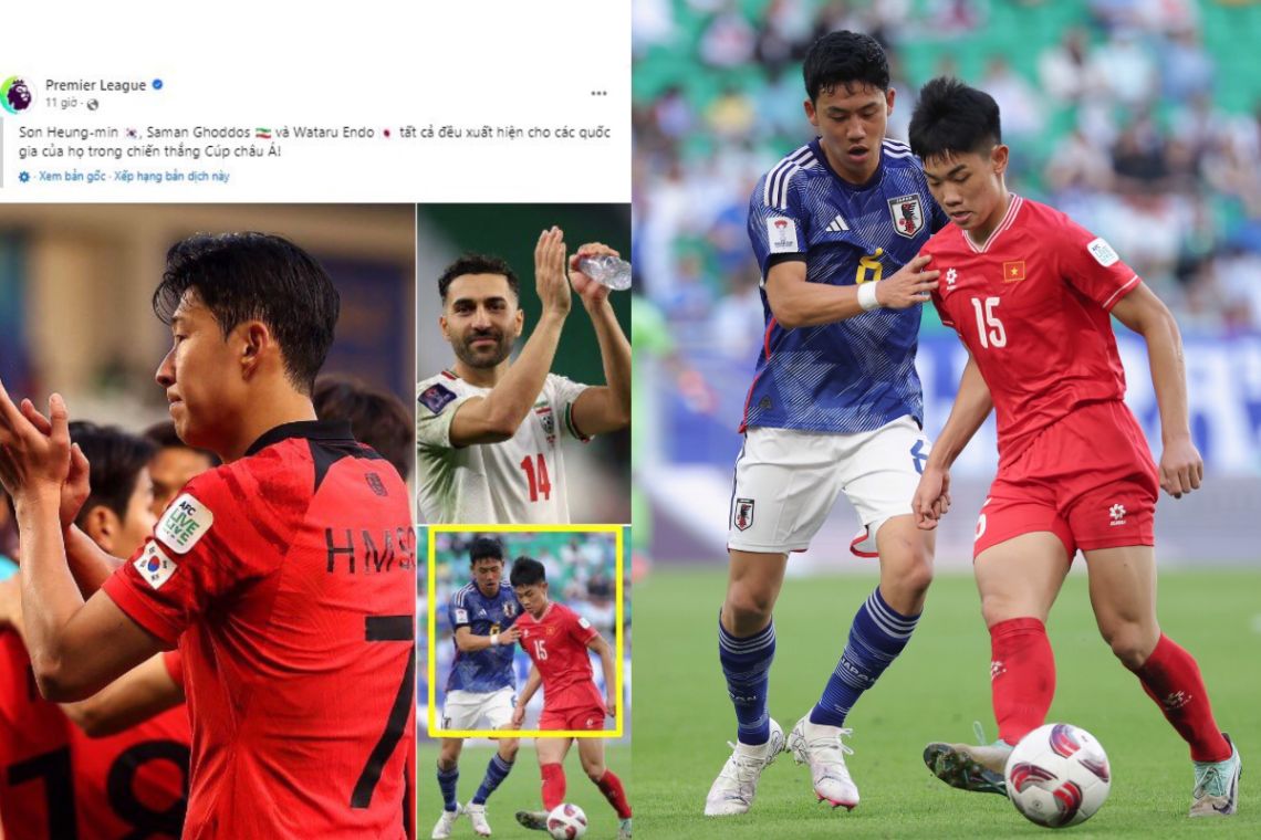 Đình Bắc từng lên trang chủ Premier League cùng với những ngôi sao như Son Heung-min...sau lượt trận đầu tiên tại Vòng chung kết Asian Cup 2023. Ảnh: Premier League