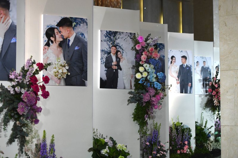 Không gian lễ cưới của Quang Hải và Chu Thanh Huyền. Ảnh: Hoàng Huê