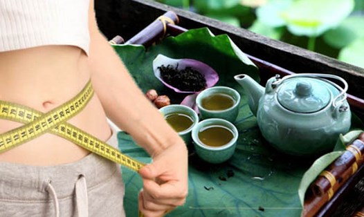 Uống trà lá sen có thể giúp giảm cân. Đồ hoạ: Hạ Mây
