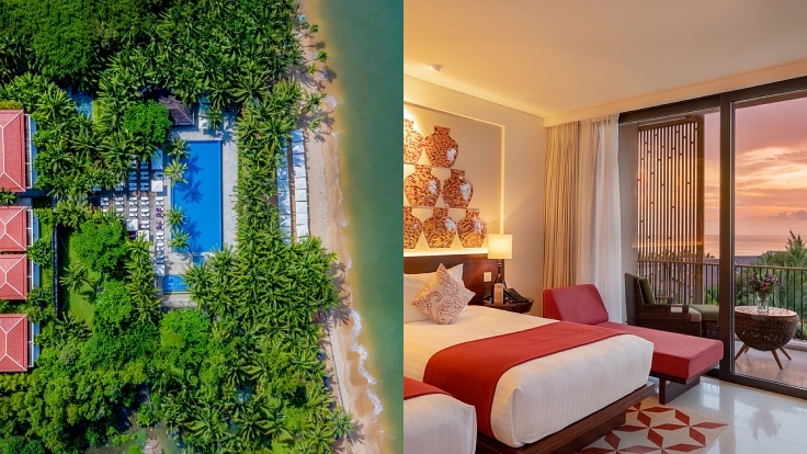 Salinda Resort Phu Quoc ល្បីល្បាញដោយសារទេសភាពថ្ងៃលិចដ៏ស្រស់ស្អាតនៅលើ "គុជបៃតង" នៃកោះ Phu Quoc ។ រមណីយដ្ឋាននេះហ៊ុំព័ទ្ធដោយសួនច្បារដ៏ធំមួយដែលមានដើមឈើ និងផ្កាជិត 100 ប្រភេទផ្សេងៗគ្នាដូចជា ចេក ស្វាយ ផ្លែមៀន... ភ្ញៀវទេសចរណ៍អាចជ្រើសរើសការថែទាំសុខភាពរបស់ពួកគេជាមួយនឹងការព្យាបាលស្ប៉ារយៈពេលខ្លី ឬជួលមគ្គុទ្ទេសក៍ទេសចរណ៍ Phu Quoc។ ការទិញទំនិញ និងបរិក្ខារជាច្រើនទៀត។ រូបថត៖ Salinda Resort Phu Quoc