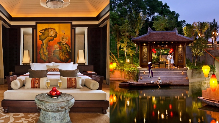 Located between Hue and Hoi An, Banyan Tree Lang Co imbues the traditional, cultural and historical colors of the Central Coast of Vietnam. Spacious villas are designed to harmoniously blend classic and modern details with many services to help visitors relax and entertain such as cycling, playing golf, watching exhibitions... Photo:
