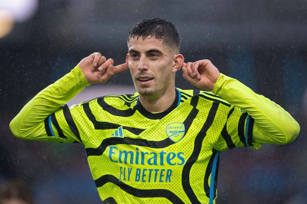 Kai Havertz dang dat phong do cao trong mau ao Arsenal. Anh: AFP