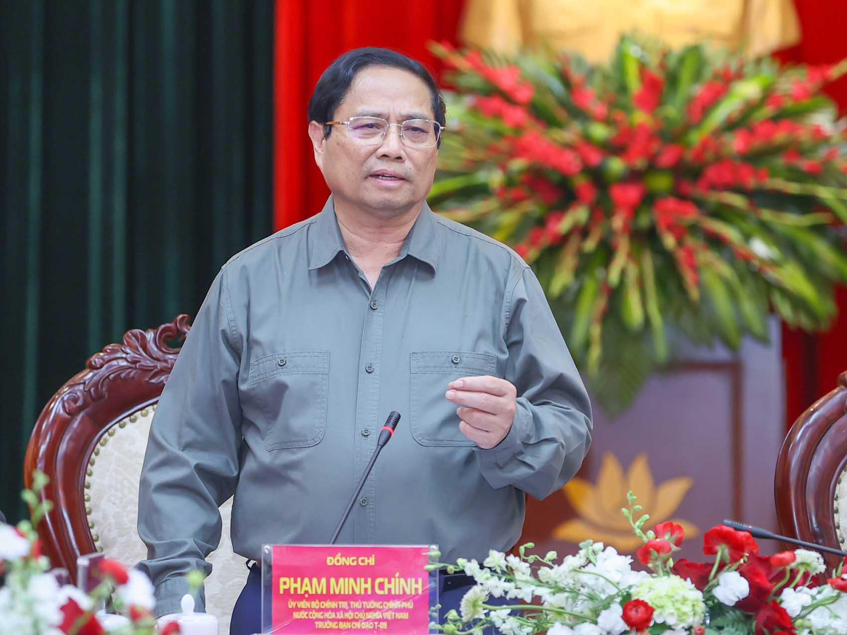 Thủ tướng Phạm Minh Chính phát biểu tại buổi làm việc. Ảnh VGP