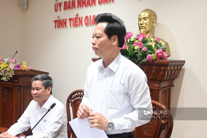 Phó Chủ tịch UBND tỉnh Tiền Giang Nguyễn Thành Diệu - phát biểu kết luận tại buổi làm việc. Ảnh: Thành Nhân
