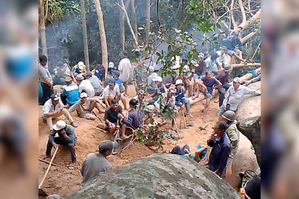 Người dân Phú Yên kéo nhau vào rừng để tìm trầm sau khi nghe tin đồn có người trúng kỳ nam gần chục tỉ. Ảnh cắt từ clip