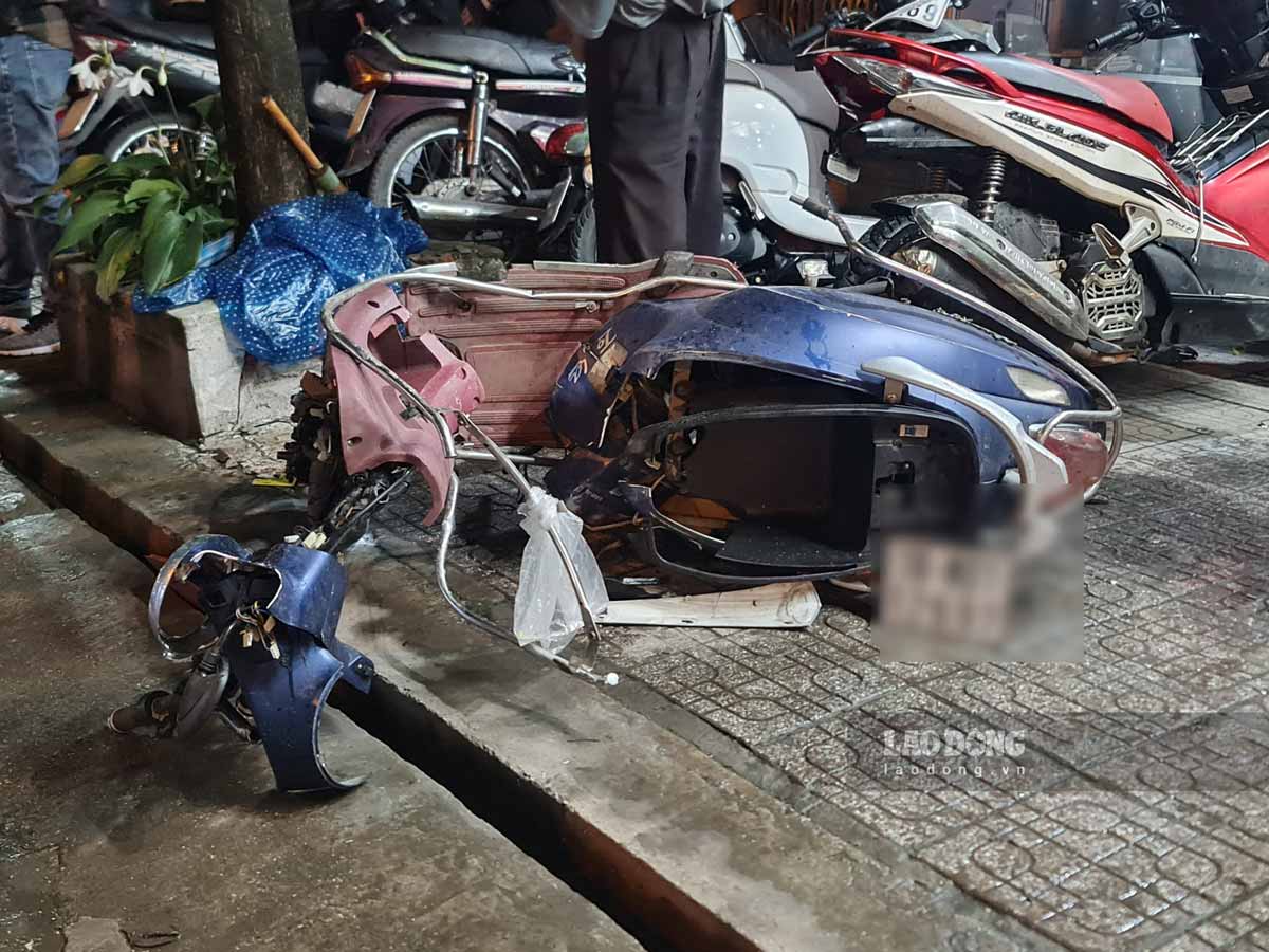Hiện trường vụ tai nạn trên đường Điện Biên (phường Cửa Bắc, TP Nam Định). Ảnh: Hà Vi