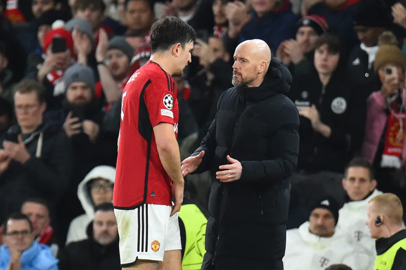 Harry Maguire gặp vấn đề chấn thương trong trận đấu với Bayern Munich ở Champions League. Ảnh: AFP