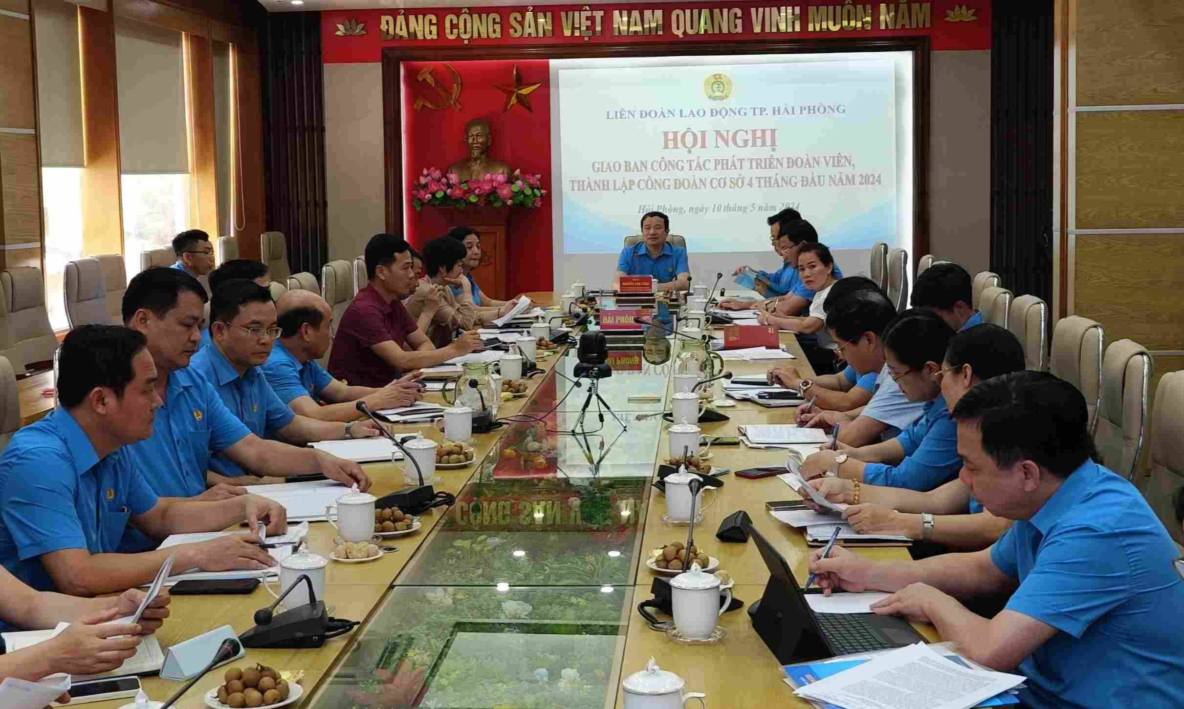 LĐLĐ TP.Hải Phòng bàn giải pháp phát triển đoàn viên từ nay đến hết năm 2024. Ảnh: Mai Dung