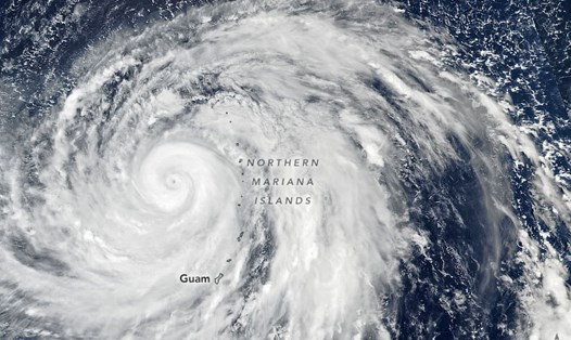 Siêu bão Hagibis ở Thái Bình Dương năm 2019. Ảnh: NASA