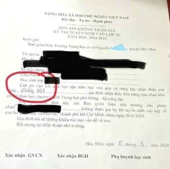 Lá đơn xuất hiện trên mạng xã hội. Ảnh: Chụp màn hình