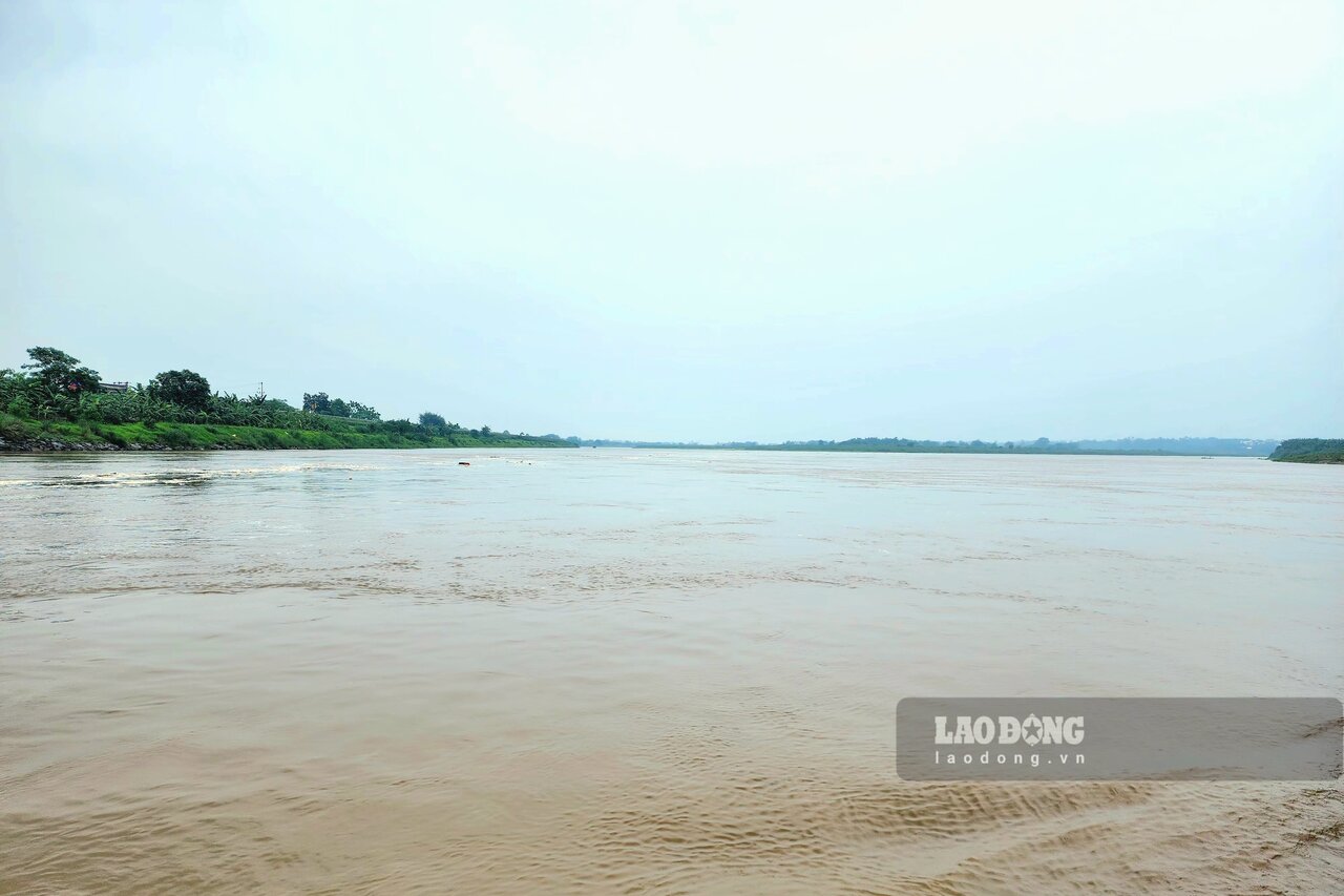 Hơn 30km chiều dài sông Hồng chia đôi bờ huyện Cẩm Khê và huyện Thanh Ba của tỉnh Phú Thọ. Ảnh: Tô Công.