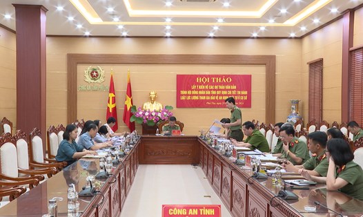 Công an tỉnh Phú Thọ tổ chức hội thảo lấy ý kiến về chính sách cho trật tự thôn. Ảnh: Công an tỉnh Phú Thọ