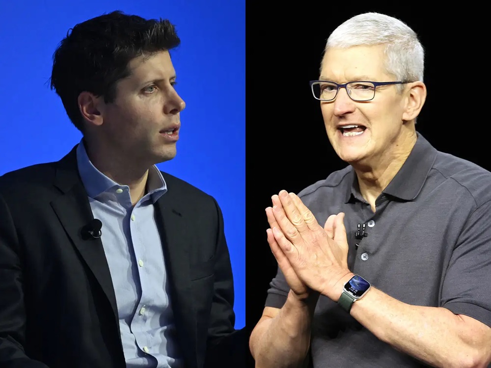 CEO Sam Altman của OpenAI và Tim Cook của Apple. Ảnh: Chụp màn hình