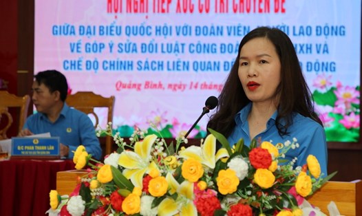 Bà Châu Thị Thanh Liễu - Uỷ viên Ban thường vụ LĐLĐ TP Đồng Hới. Ảnh: Công Sáng