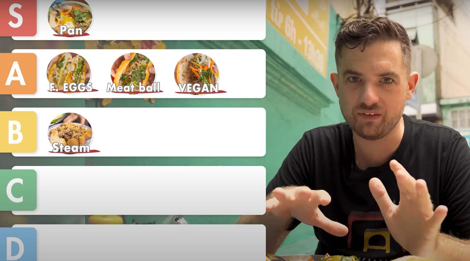 Clip mới nhất về bánh mì, Chad xếp bánh mì chảo đứng hạng nhất, đứng trên các loại bánh mì trứng ốp, bánh mì xíu mại và bánh mì chay. Ảnh: cắt từ clip