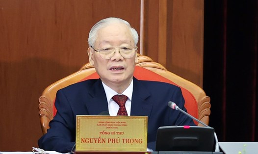 Tổng Bí thư Nguyễn Phú Trọng chủ trì và phát biểu khai mạc Hội nghị Trung ương 9 khóa XIII. Ảnh: Nhật Bắc