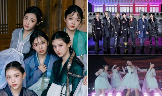 NewJeans và BTS biểu diễn ở Cung điện Gyeongbokgung. Ảnh: Naver