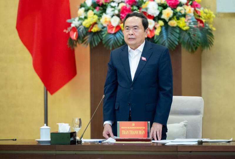 Ủy viên Bộ Chính trị, Phó Chủ tịch Thường trực Quốc hội Trần Thanh Mẫn cùng chủ trì cuộc họp. Ảnh: Quốc hội