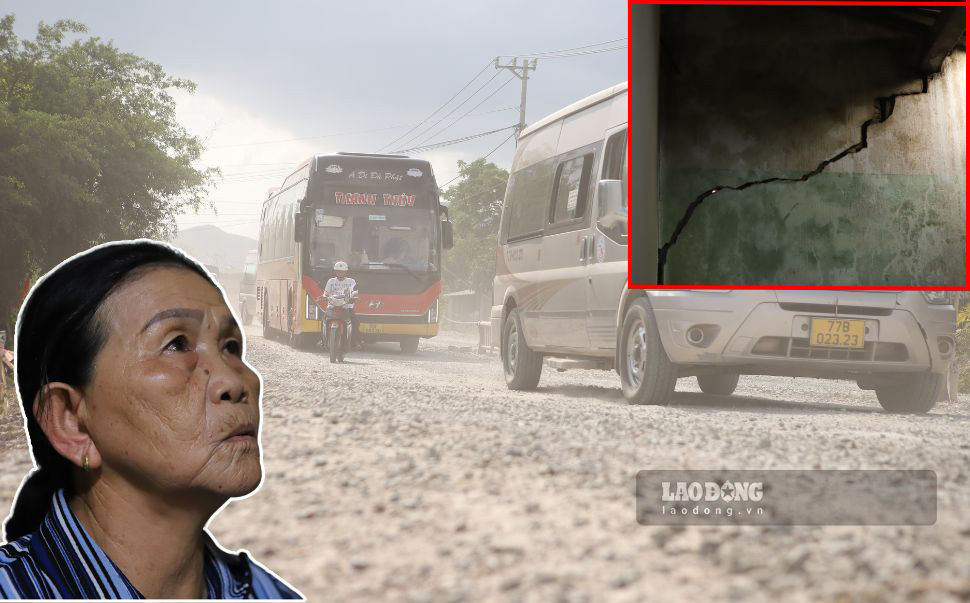 Người dân bị ảnh hưởng bởi dự án nâng cấp QL19 đoạn qua huyện Tây Sơn (Bình Định) mong sớm được nhận tiền đền bù, để thoát cảnh bụi bặm, nhà cửa sụt lún, nứt nẻ. Ảnh: Hoài Luân