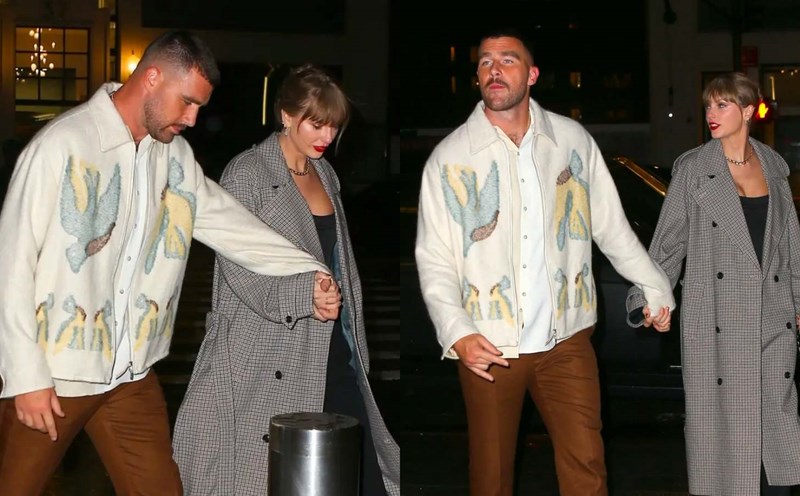 Taylor Swift và bạn trai cầu thủ Travis Kelce. Ảnh: Page Six