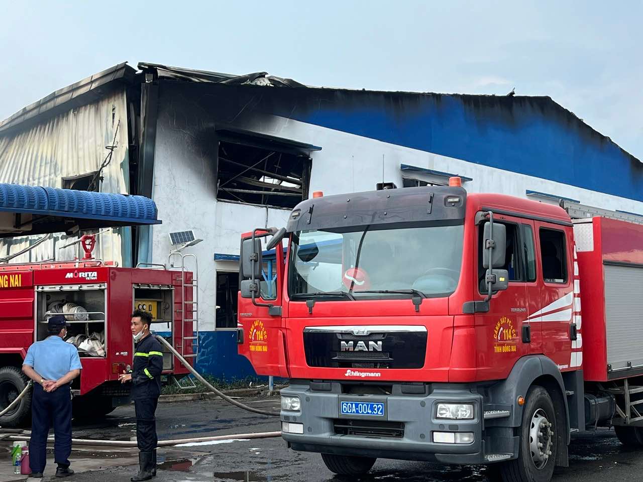 Hiện trường vụ cháy tại Công ty TNHH XiRong International, Khu công nghiệp Sông Mây, huyện Trảng Bom. Ảnh: HAC