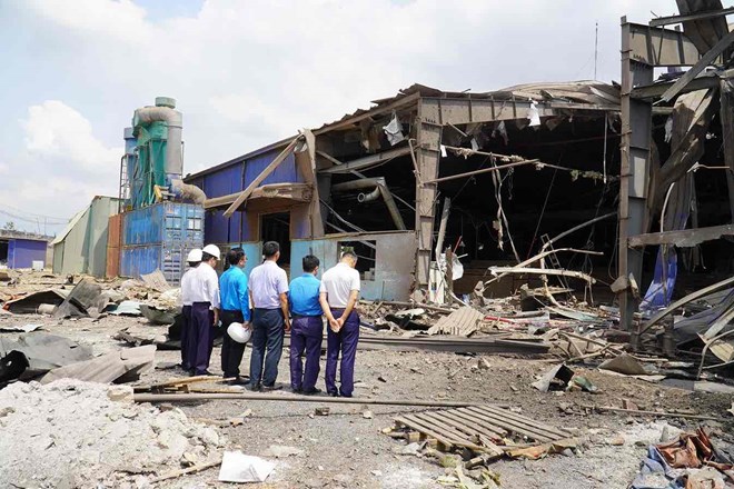 Viện An toàn Vệ sinh lao động khảo sát hiện trường vụ nổ lò hơi ở Đồng Nai
