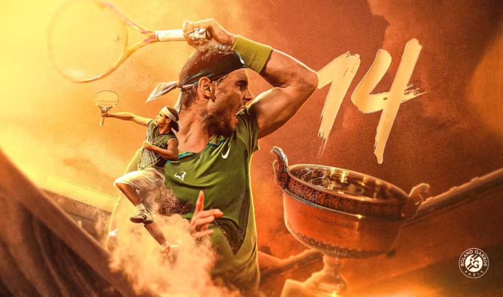 Rafael Nadal giữ kỉ lục 14 lần vô địch giải Pháp Mở rộng. Ảnh: Roland Garros