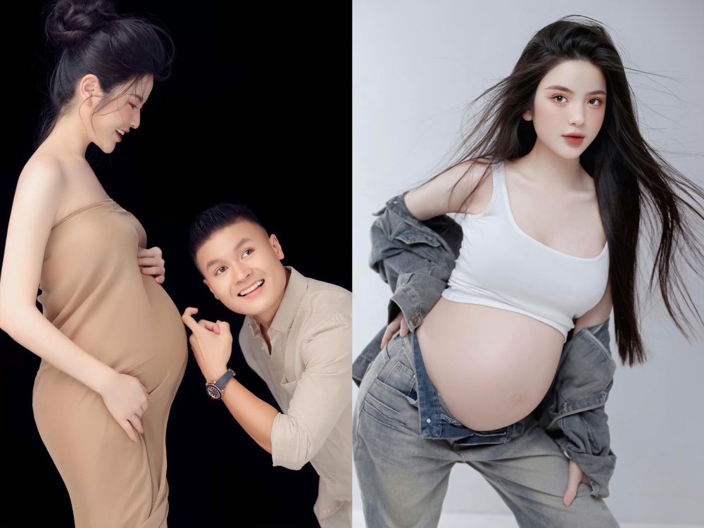 Tiền vệ Quang Hải tạo dáng dí dỏm trong bộ ảnh bầu của bà xã Chu Thanh Huyền. Ảnh: FBNV
