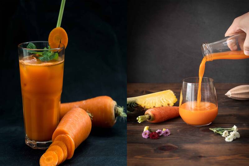 Nước ép cà rốt giúp giảm mỡ nội tạng, mỡ bụng. Đồ họa: Hạ Mây