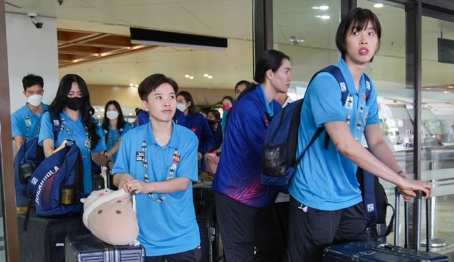 Đội tuyển bóng chuyền nữ Việt Nam có mặt tại Philippines vào chiều qua (20.5). Ảnh: Bóng chuyền Việt Nam