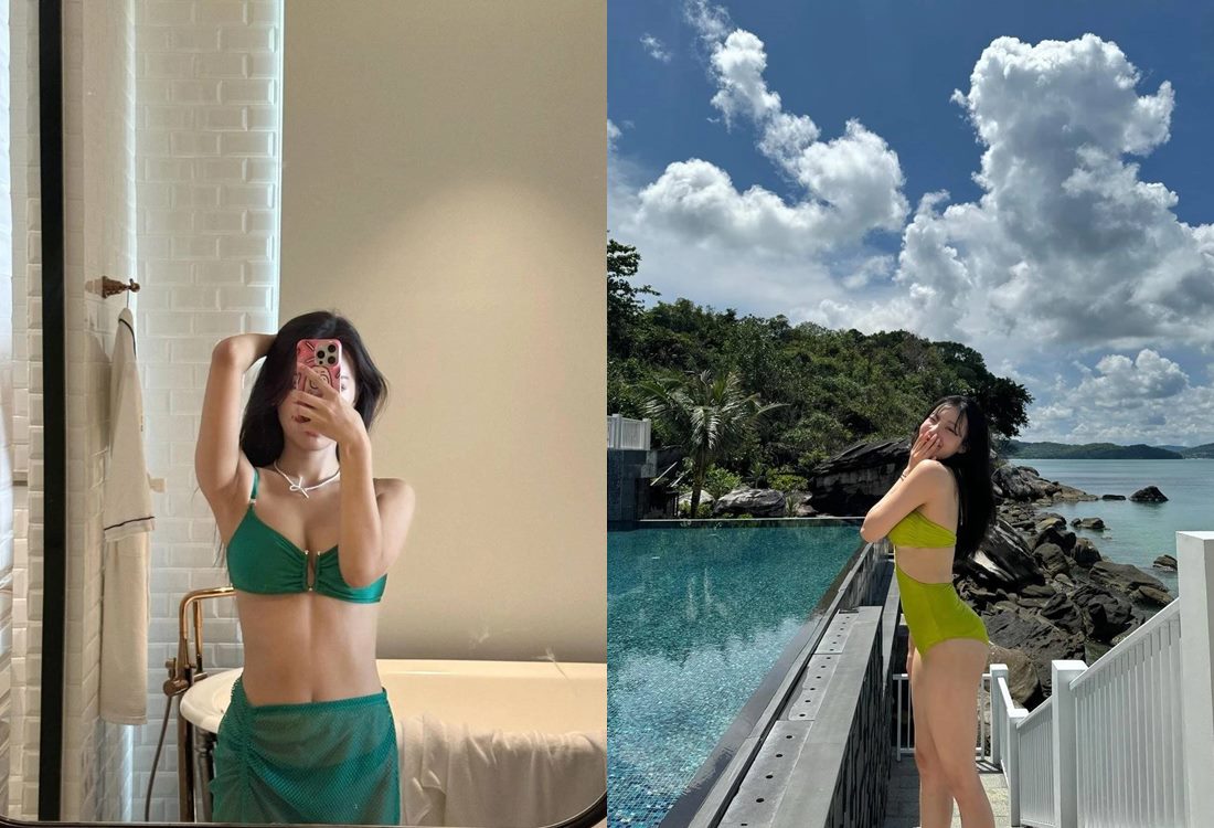 Trên Instagram cá nhân, JooE và Ahin chia sẻ khoảnh khắc tuyệt vời trong chuyến du lịch đến đảo ngọc của Việt Nam. Trong ảnh, hai ca sĩ diện bikini màu sắc tươi mát, thiết kế khéo léo khoe trọn đường cong cơ thể.