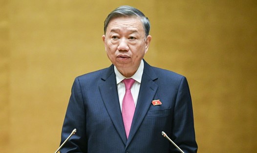 Đại tướng Tô Lâm - Ủy viên Bộ Chính trị, Bộ trưởng Bộ Công an - được bầu làm Chủ tịch nước nhiệm kỳ 2021-2026. Ảnh: Quốc hội