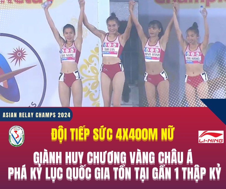 Tổ tiếp sức 4x400m nữ phá kỉ lục Quốc gia lập năm 2015. Ảnh: Liên đoàn điền kinh Việt Nam