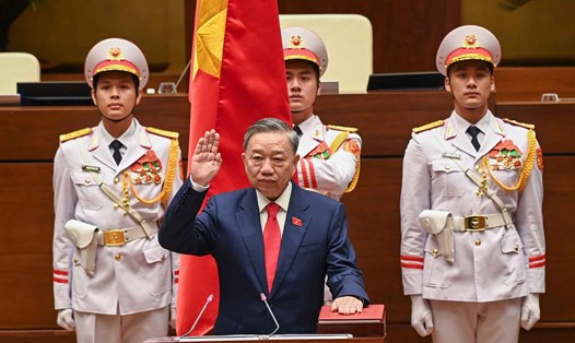  Đại tướng Tô Lâm - Ủy viên Bộ Chính trị tuyên thệ nhậm chức Chủ tịch nước. Ảnh: Phạm Đông
